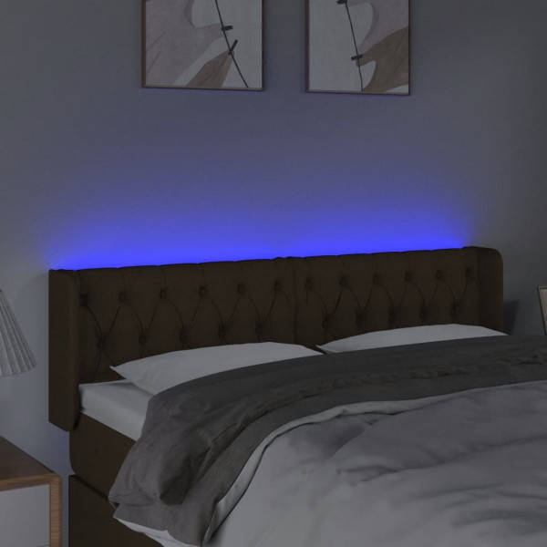 Cabecero con LED de tela marrón oscuro 147x16x78/88 cm M 4