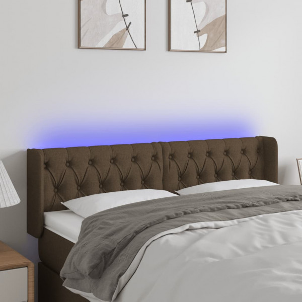 Cabecero con LED de tela marrón oscuro 163x16x78/88 cm D