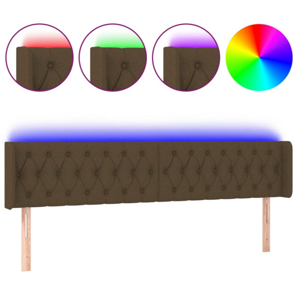 Cabecero con LED de tela marrón oscuro 183x16x78/88 cm M 2
