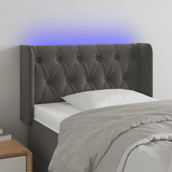 Cabecero con LED de terciopelo gris oscuro 83x16x78/88 cm D