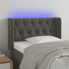 Cabeceira cama c/ luzes LED veludo 83x16x78/88cm cinza-escuro 1