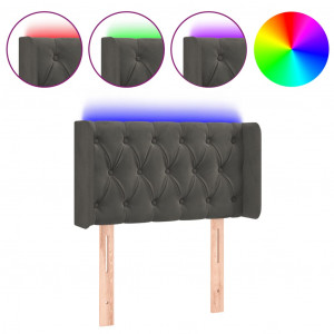 Cabecero con LED de terciopelo gris oscuro 83x16x78/88 cm H