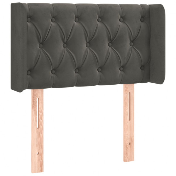 Cabeceira cama c/ luzes LED veludo 83x16x78/88cm cinza-escuro M 3