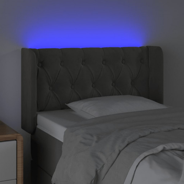 Cabecero con LED de terciopelo gris oscuro 83x16x78/88 cm M 4