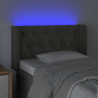 Cabeceira cama c/ luzes LED veludo 83x16x78/88cm cinza-escuro 4
