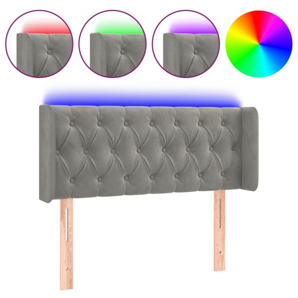 Cabeceira de cama c/ luzes LED veludo 93x16x78/88cm cinza-claro M 2