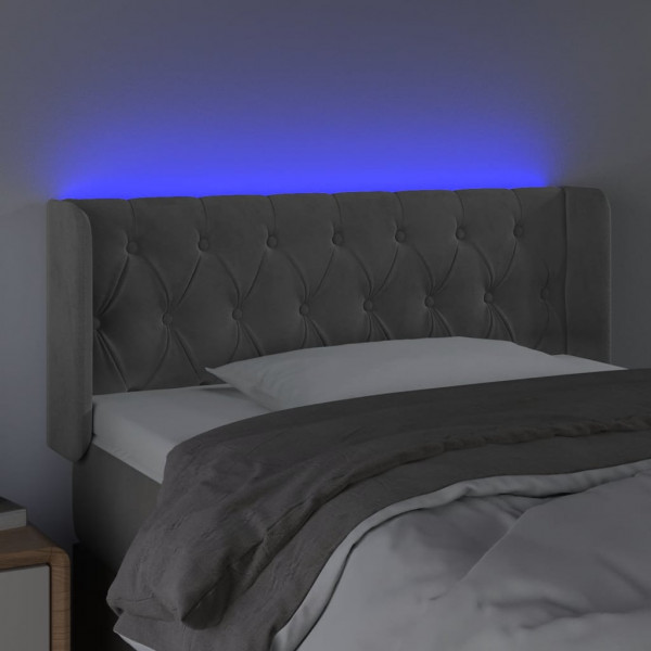Cabeceira de cama c/ luzes LED veludo 93x16x78/88cm cinza-claro M 4