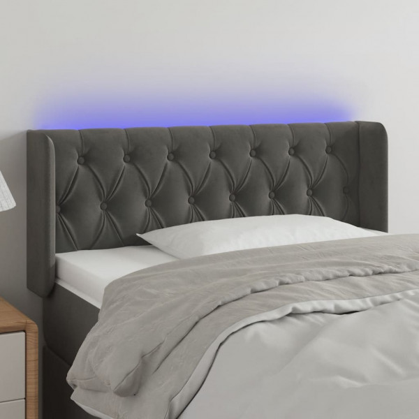Cabecero con LED de terciopelo gris oscuro 93x16x78/88 cm D