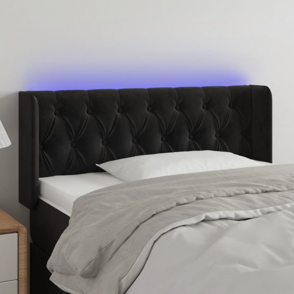 Cabecero con LED de terciopelo negro 93x16x78/88 cm D