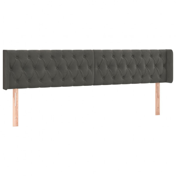 Cabeceira cama c/ luzes LED veludo 203x16x78/88cm cinza-escuro M 3
