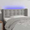 Cabeceira de cama c/ luzes LED tecido 83x16x78/88cm cinza-claro 1