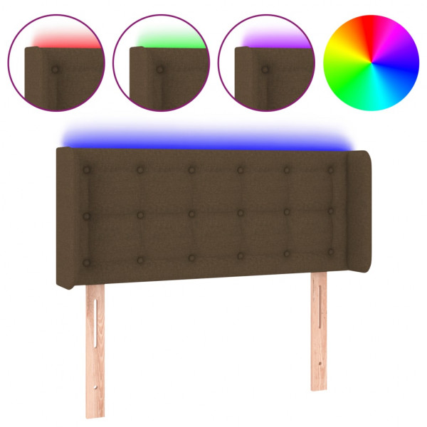 Cabecero con LED de tela marrón oscuro 83x16x78/88 cm M 2