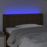 Cabeceira de cama c/ luzes LED tecido 83x16x78/88 cm castanho 4