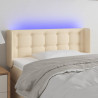 Cabecero con LED de tela crema 83x16x78/88 cm 1