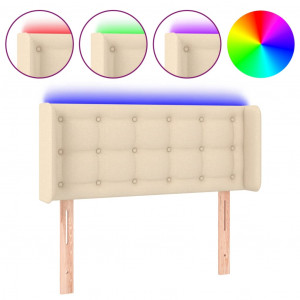 Cabeceira de cama c/ luzes LED tecido 83x16x78/88 cm cor creme H