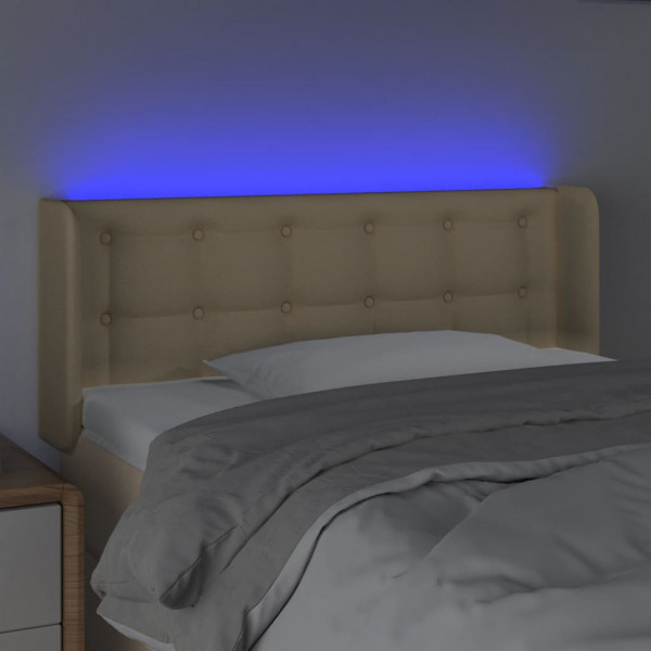 Cabeceira de cama c/ luzes LED tecido 83x16x78/88 cm cor creme M 4