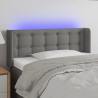 Cabeceira cama c/ luzes LED tecido 93x16x78/88cm cinza-escuro 1