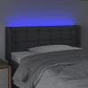 Cabeceira cama c/ luzes LED tecido 93x16x78/88cm cinza-escuro 4