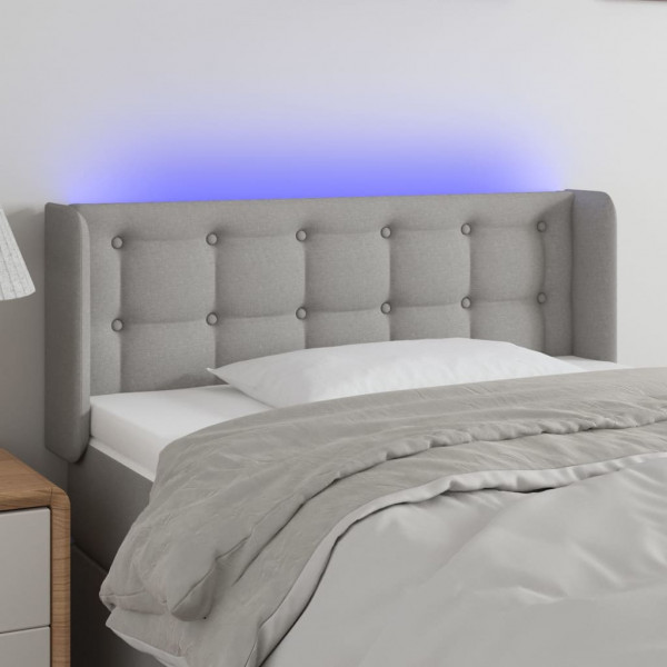 Cabecero con LED de tela gris claro 103x16x78/88 cm D