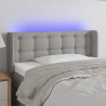 Cabeceira cama c/ luzes LED tecido 103x16x78/88 cm cinza-claro 1