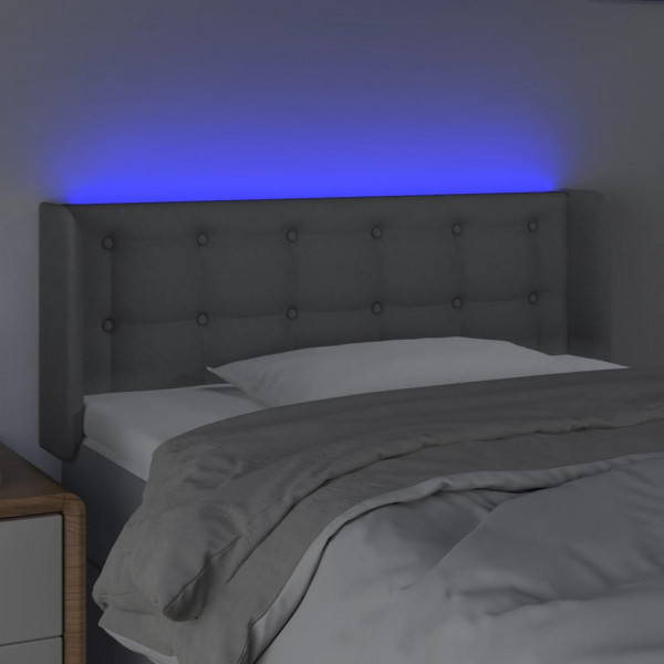 Cabeceira cama c/ luzes LED tecido 103x16x78/88 cm cinza-claro M 4
