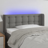Cabeceira cama c/ luzes LED tecido 103x16x78/88cm cinza-escuro 1
