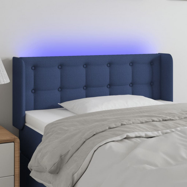 Cabecero con LED de tela azul 103x16x78/88 cm D