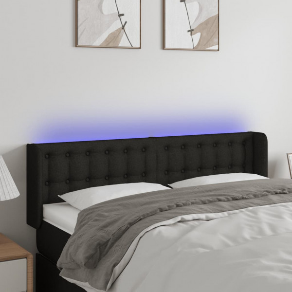 Cabecero con LED de tela negro 147x16x78/88 cm D