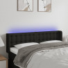 Cabeceira de cama c/ luzes LED tecido 147x16x78/88 cm preto 1