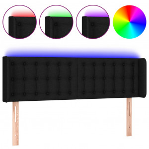 Cabeceira de cama c/ luzes LED tecido 147x16x78/88 cm preto H