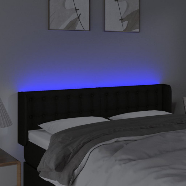 Cabecero con LED de tela negro 147x16x78/88 cm M 4