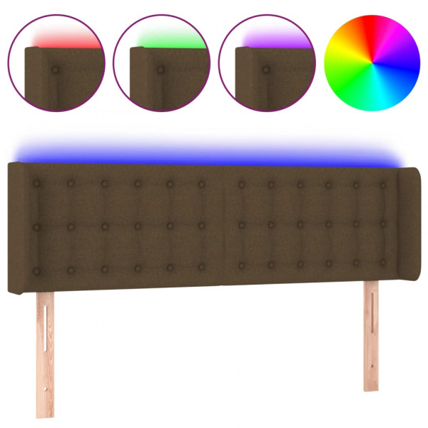 Cabecero con LED de tela marrón oscuro 147x16x78/88 cm M 2