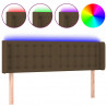 Cabeceira de cama c/ luzes LED tecido 147x16x78/88 cm castanho 2