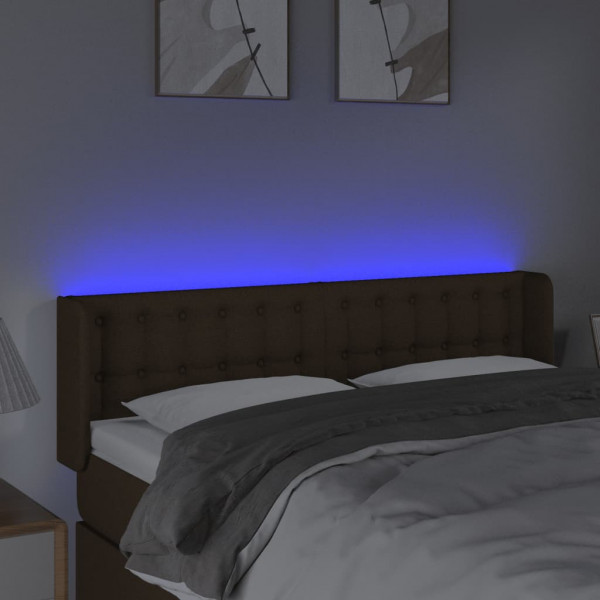 Cabeceira de cama c/ luzes LED tecido 147x16x78/88 cm castanho M 4