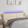 Cabeceira de cama c/ luzes LED tecido 147x16x78/88 cm cor creme 1