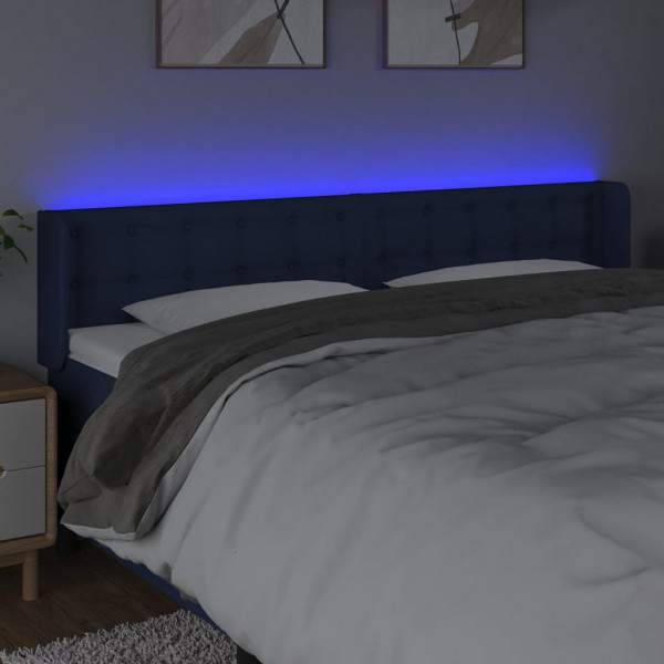 Cabecero con LED de tela azul 163x16x78/88 cm M 4