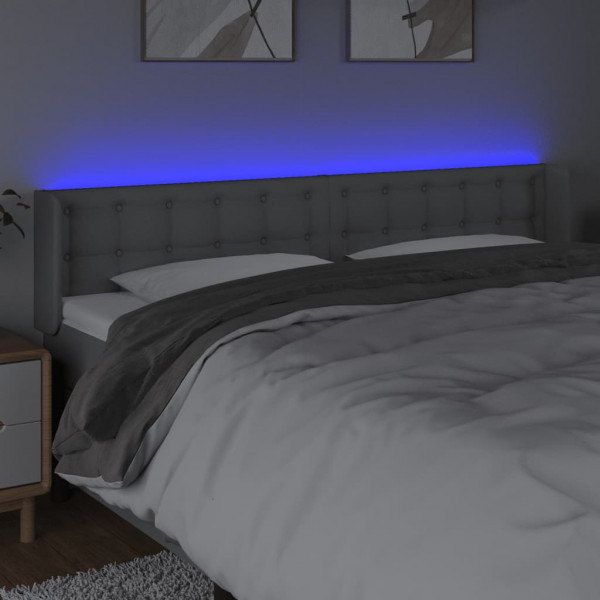 Cabeceira cama c/ luzes LED tecido 203x16x78/88 cm cinza-claro M 4