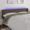 Cabeceira de cama c/ luzes LED tecido 203x16x78/88 cm castanho 1