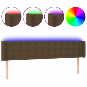 Cabecero con LED de tela marrón oscuro 203x16x78/88 cm H