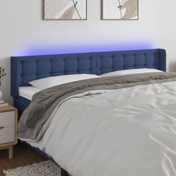 Cabecero con LED de tela azul 203x16x78/88 cm D