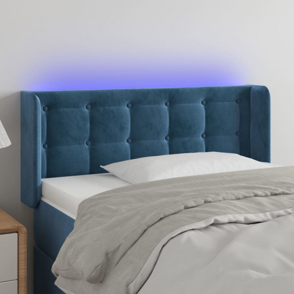 Cabecero con LED de terciopelo azul oscuro 83x16x78/88 cm D