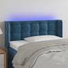 Cabeceira de cama c/ luzes LED veludo 83x16x78/88cm azul-escuro 1