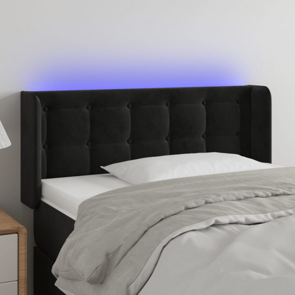 Cabecero con LED de terciopelo negro 93x16x78/88 cm D