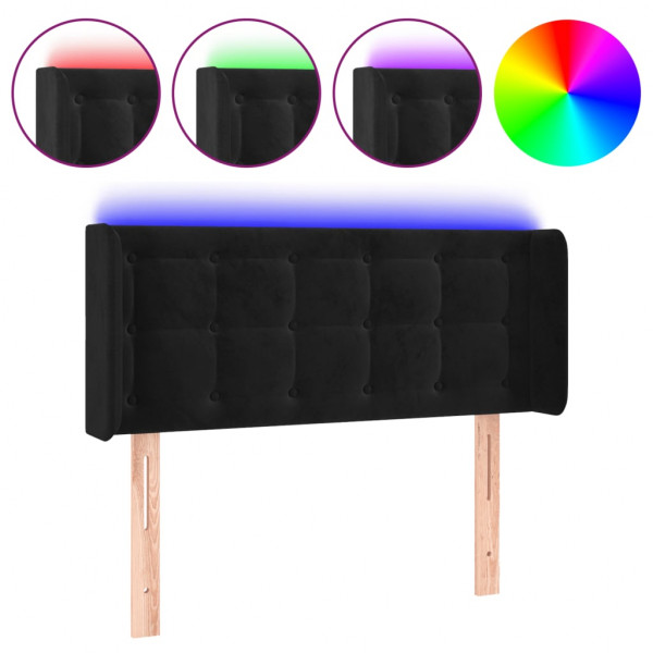 Cabecero con LED de terciopelo negro 93x16x78/88 cm M 2
