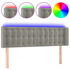 Cabecero con LED de terciopelo gris claro 147x16x78/88 cm H