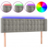 Cabecero con LED de terciopelo gris claro 147x16x78/88 cm 2