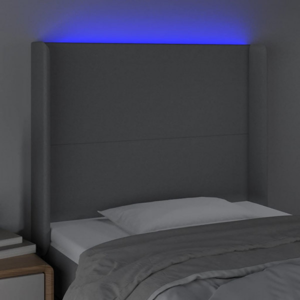 Cabeceira cama c/ luzes LED tecido 83x16x118/128 cm cinza-claro M 4