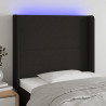 Cabeceira de cama c/ luzes LED tecido 83x16x118/128 cm preto 1