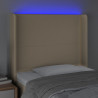 Cabecero con LED de tela color crema 83x16x118/128 cm 4
