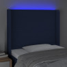 Cabeceira de cama c/ luzes LED tecido 83x16x118/128 cm azul 4